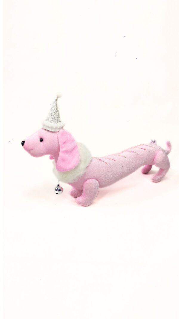 Perrito rosa con cascabel | Figura navideña - Image 2