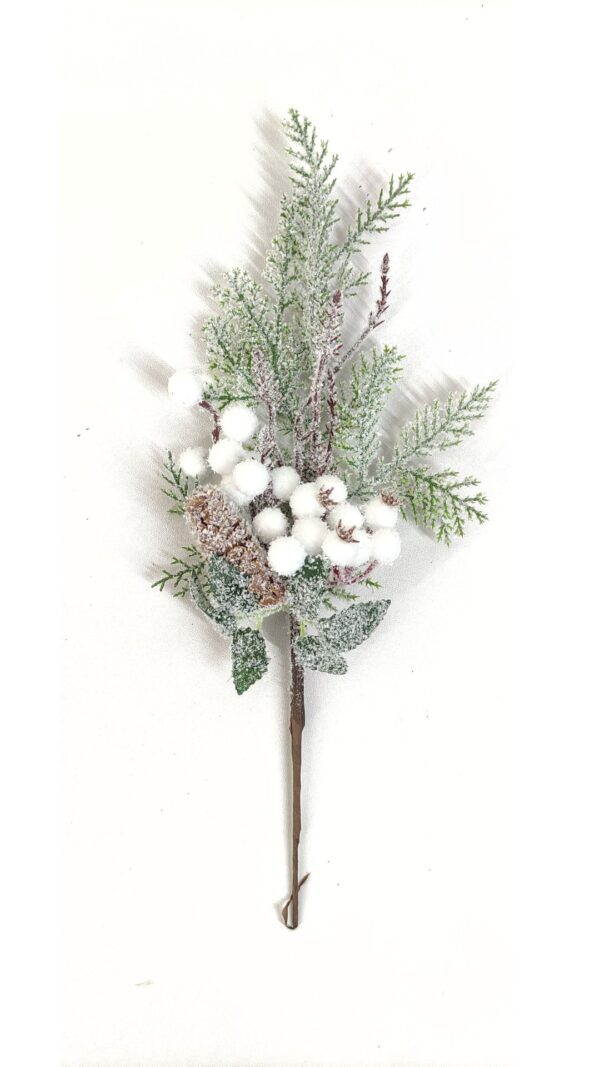 Rama con cerezas blancas blancas nevada 39 cm