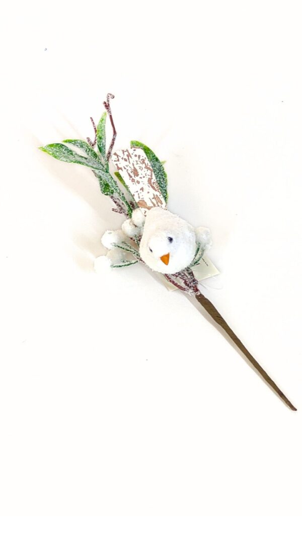 Pick pajarito blanco 32cm nevado